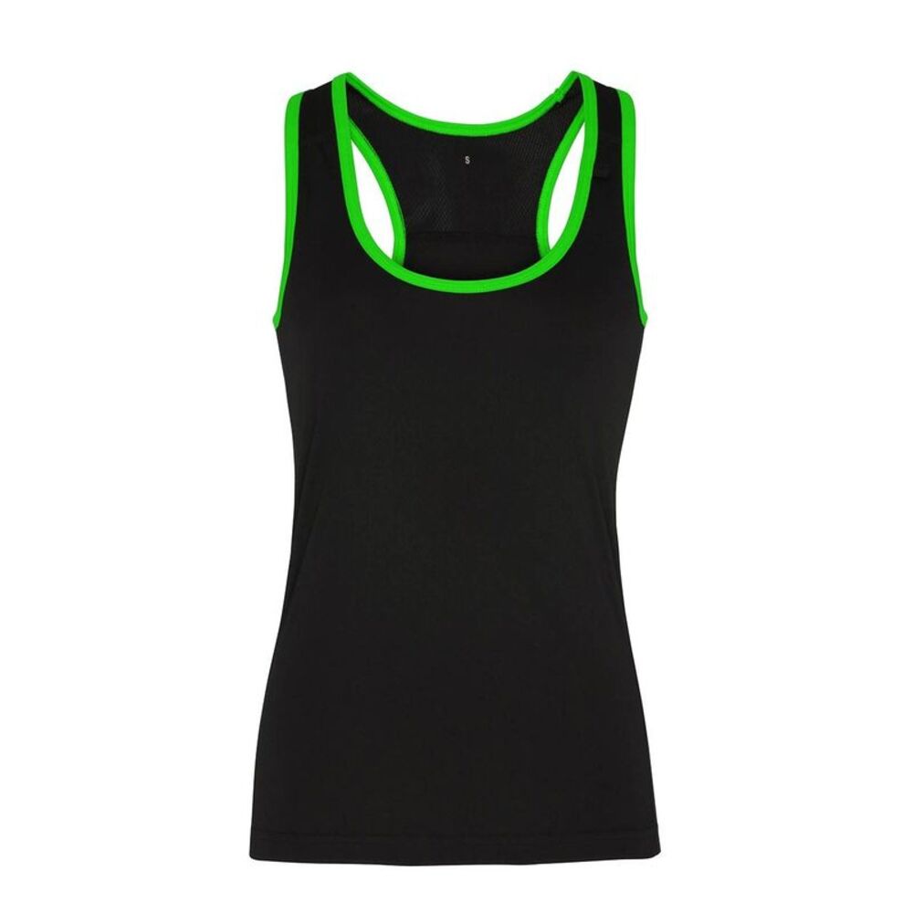 Tri Dri Womens/Ladies Panelled Fitness Tank Top / Black/ Lightning Green